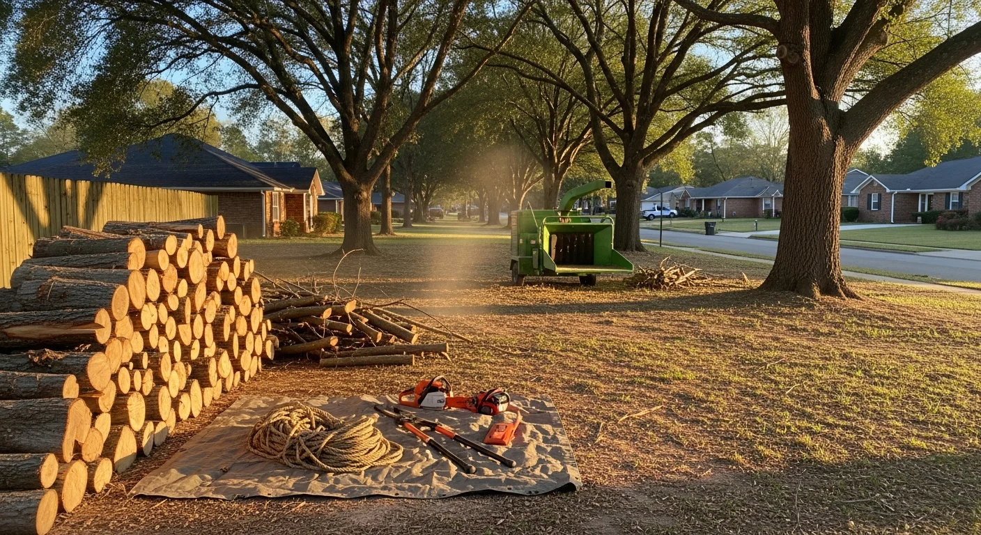 Professional arborist performing tree removal and trimming services