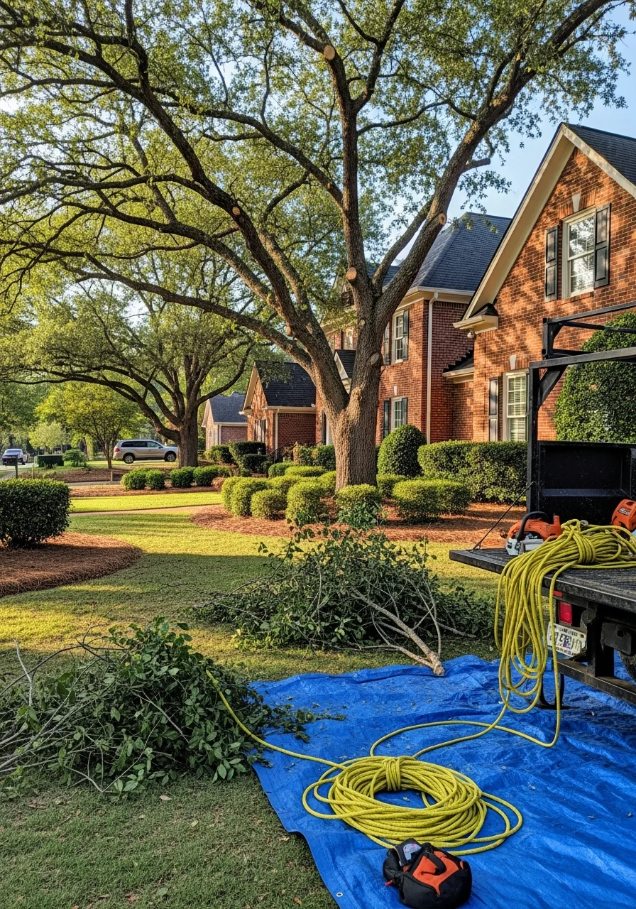 Professional crew member performing work on Jackson residential property exterior.