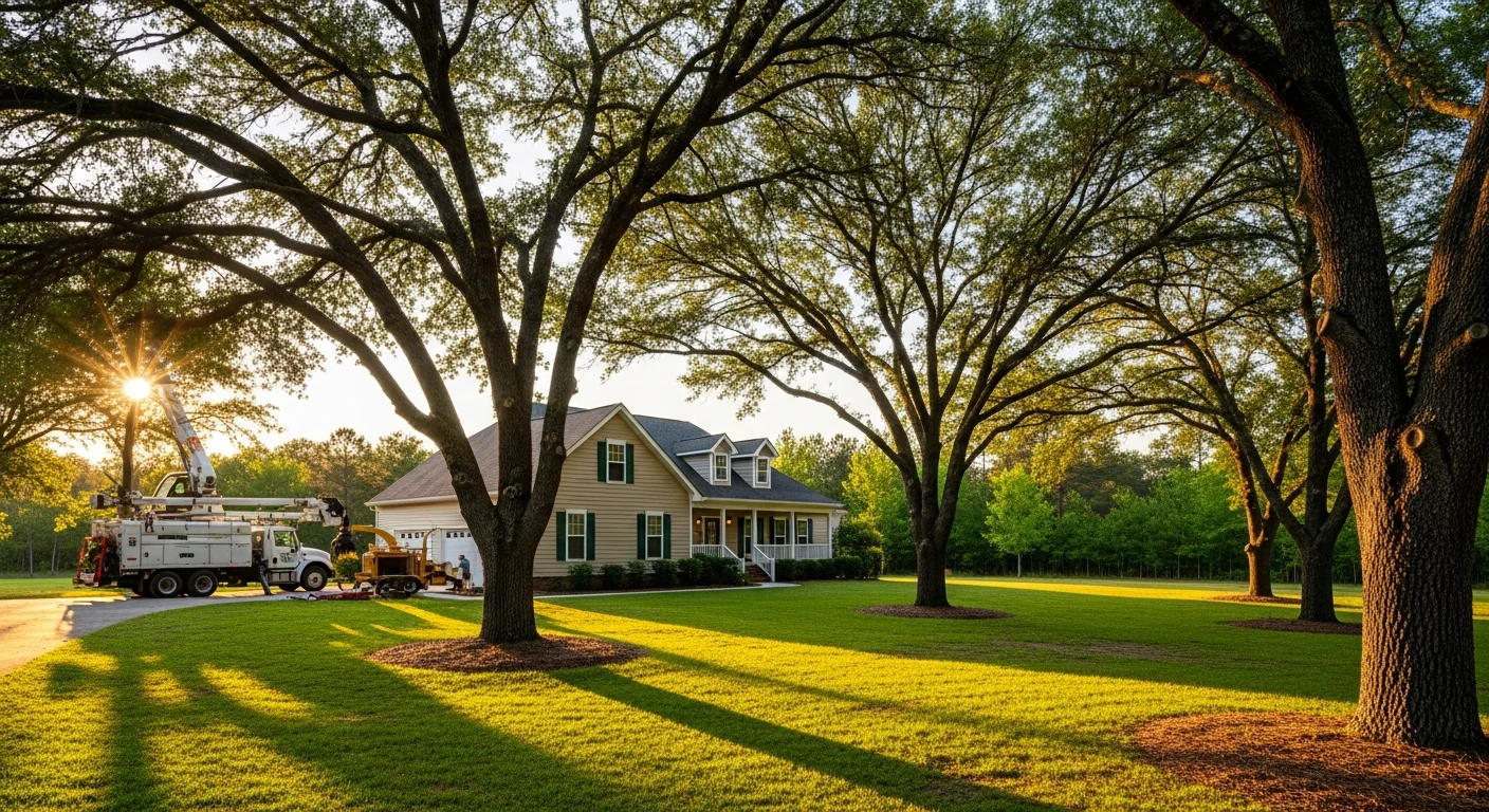 Rural Monticello home with mature trees and open property, typical of Jasper County residential areas.